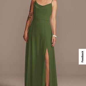 David’s Bridal Chiffon Cowl Neck Bridesmaid Dress | 16/18 | Martini Olive
